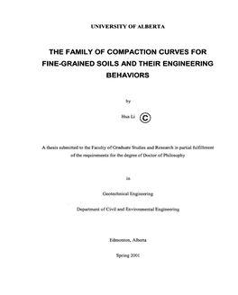 THE FAMILY of COMPACTION CURVES for FINE-GRAINED Solls and Thelr ENGINEERING BEHAVIORS