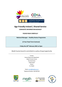 Age Friendly Ireland | Shared Service CANDIDATE INFORMATION BOOKLET