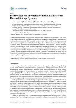 Techno-Economic Forecasts of Lithium Nitrates for Thermal Storage Systems