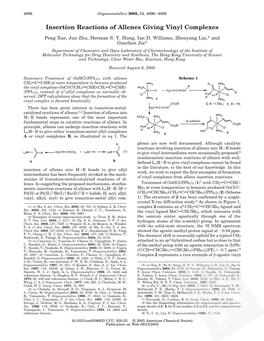 Insertion Reactions of Allenes Giving Vinyl Complexes