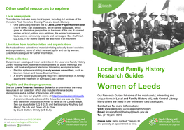 Women of Leeds Resources in Our Collection, Which Also Include Reference Books