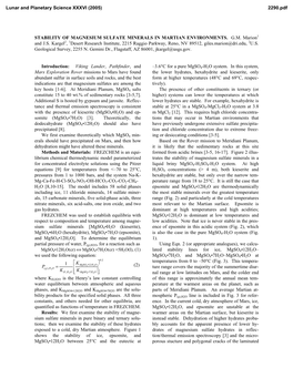 Stability of Magnesium Sulfate Minerals in Martian Environments