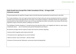 Hayle Growth Area Concept Plan Consultation Comments