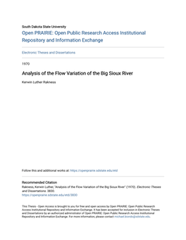 Analysis of the Flow Variation of the Big Sioux River