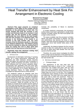 Heat Transfer Enhancement by Heat Sink Fin Arrangement in Electronic Cooling