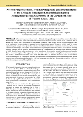 Note on Range Extension, Local Knowledge and Conservation Status