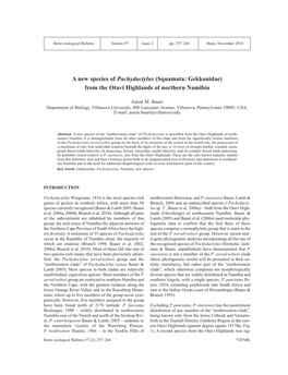 A New Species of Pachydactylus (Squamata: Gekkonidae) from the Otavi Highlands of Northern Namibia