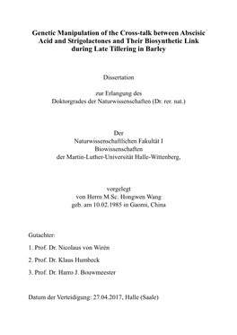 The Effect of Crosstalk Between Abscisic Acid (ABA) And