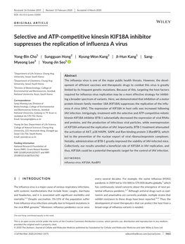 Selective and ATP‐Competitive Kinesin KIF18A Inhibitor Suppresses