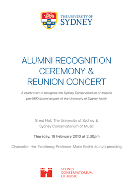 Alumni Recognition Ceremony & Reunion Concert