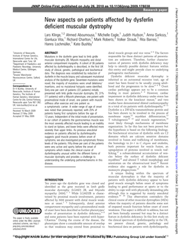 New Aspects on Patients Affected by Dysferlin Deficient Muscular Dystrophy