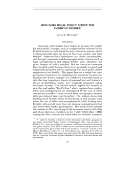 How Does Fiscal Policy Affect the American Worker?