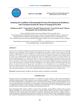 Studying the Condition of Kermanshah Province Development in Healthcare and Treatment Section by Means of Scalogram in 2014