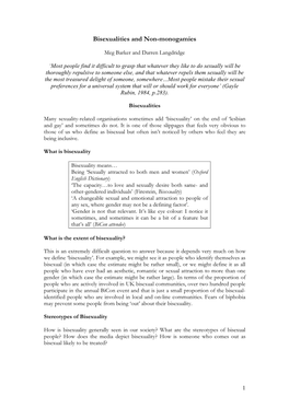 Bisexualities and Non-Monogamies