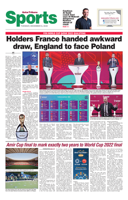 Holders France Handed Awkward Draw, England to Face Poland AFP Paris