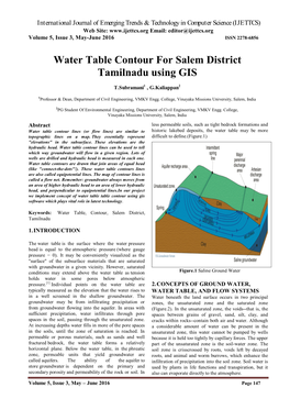 Water Table Contour for Salem District Tamilnadu Using GIS