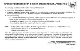 Information Needed for Shed Or Garage Permit Application