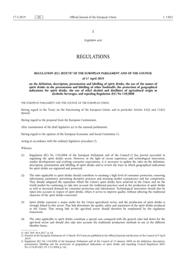 Regulation (Eu) 2019/ 787 of the European Parliament