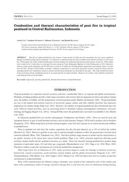 Combustion and Thermal Characteristics of Peat Fire in Tropical Peatland in Central Kalimantan, Indonesia