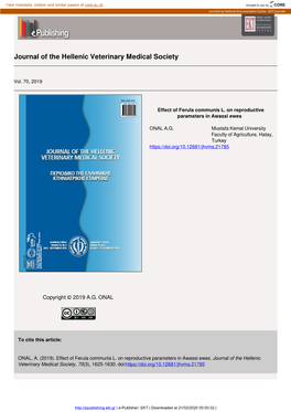 Journal of the Hellenic Veterinary Medical Society