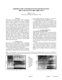 Aerodynamic Constraints on Sound Change: the Case of Syllabic Sibilants