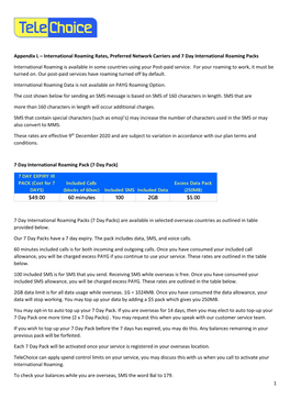 Live Plan International Roaming Rates