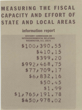 Measuring the Fiscal Capacity and Effort of State and Local Areas