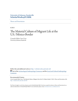 The Material Culture of Migrant Life at the U.S./México Border