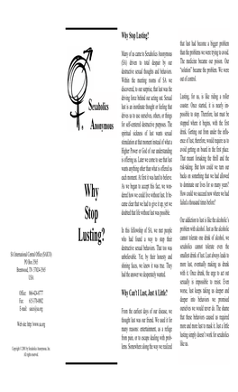 Why Stop Lusting? That Lust Had Become a Bigger Problem Than the Problems We Were Trying to Avoid