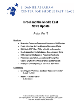 Israel and the Middle East News Update