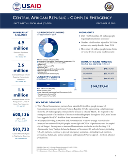 Fact Sheet #1, Fiscal Year (Fy) 2020 December 17, 2019