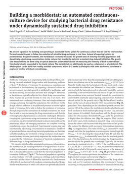 Building a Morbidostat: an Automated Continuous-Culture Device For