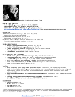 Gordon Kreplin Curriculum Vitae