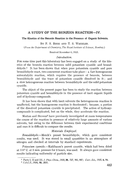 A Study of the Benzoin Reaction—