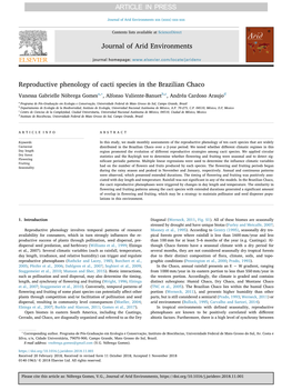 Reproductive Phenology of Cacti Species in the Brazilian Chaco
