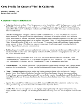Crop Profile for Grapes (Wine) in California