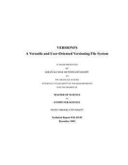 VERSIONFS a Versatile and User-Oriented Versioning File System