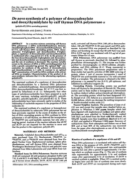 De Novo Synthesis of a Polymer of Deoxyadenylate and Deoxythyrnidylate by Calf Thymus DNA Polymerase a [Poly(Da-Dt)/DNA Unwinding Protein] DAVID HENNER and JOHN J