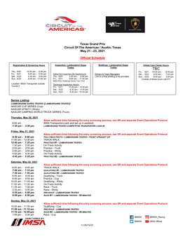 2021 IMSA Official Schedule and SR LST Cota 051221 V1