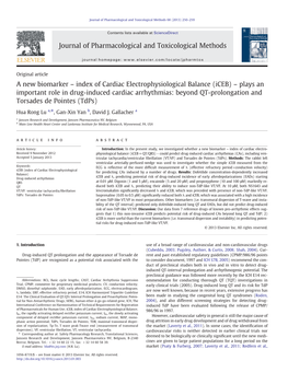 Plays an Important Role in Drug-Induced Cardiac Arrhythmias: Beyond QT-Prolongation and Torsades De Pointes (Tdps)