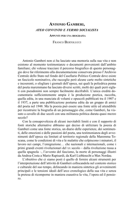 Antonio Gamberi Non Ci Ha Lasciato Una Memoria Sulla Sua Vita E Non