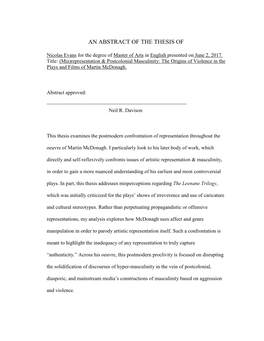 An Abstract of the Thesis Of