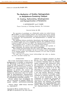 The Mechanism of Pyridine Hydrogenolysis on Molybdenum-Containing Catalysts III