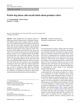 Prairie Dog Alarm Calls Encode Labels About Predator Colors