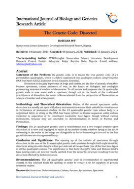 The Genetic Code: Dissected International Journal of Biology And
