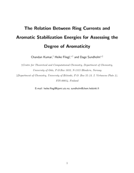 The Relation Between Ring Currents and Aromatic Stabilization Energies for Assessing the Degree of Aromaticity