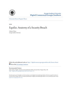 Equifax: Anatomy of a Security Breach Ashton Glenn Georgia Southern University