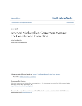 Gouverneur Morris at the Constitutional Convention”