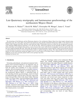 Late Quaternary Stratigraphy and Luminescence Geochronology of the Northeastern Mojave Desert