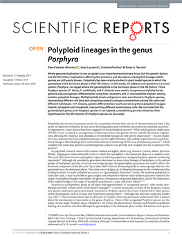 Polyploid Lineages in the Genus Porphyra Elena Varela-Álvarez 1, João Loureiro2, Cristina Paulino1 & Ester A